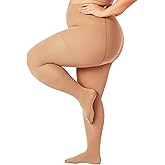 VivaCurve Plus Size Opaque Tights for Women 240D Soft Solid Color Footed High Waist Control Top Pantyhose
