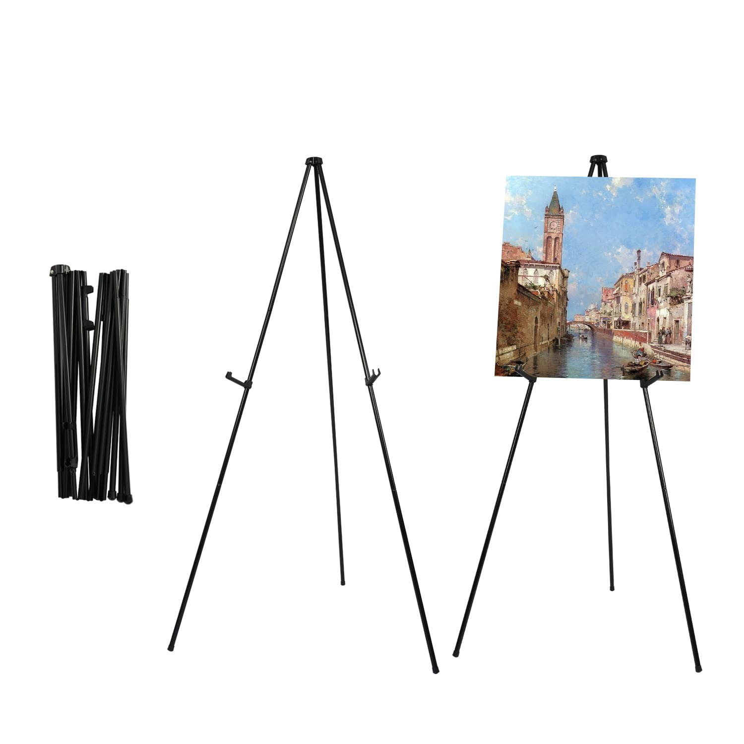 Black Easel Stand, Portable & Collapsible Display Tripod for Posters, Signage, Art and Canvas - by STANDNEE