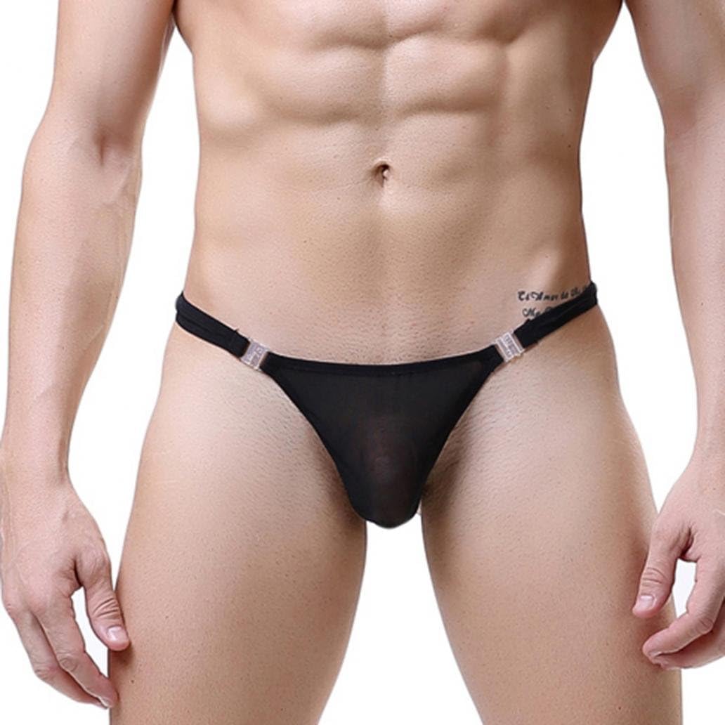 ZHOUBA Honeymoon See-Through Men's G-String Underwear Solid Sexy Briefs Thongs T-Back
