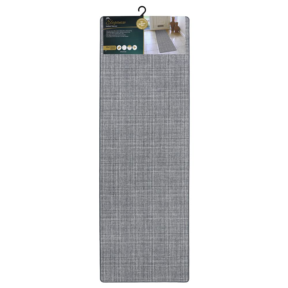 JVL Elegance Runner Mat Grey, 50cm x 150cm approx, One Size 01-213