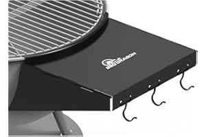 BBQ Dragon Weber Grill Side Table – Fits 22" Weber Grills - Foldable Grill Table Attachment with Hooks - Durable Weber Grill Bottom Shelf for Accessories - Portable BBQ Weber Side Table