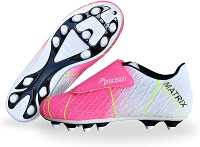 Precision Matrix FG Junior Football Boots Kid Laceless Velcro Fuchsia UK8