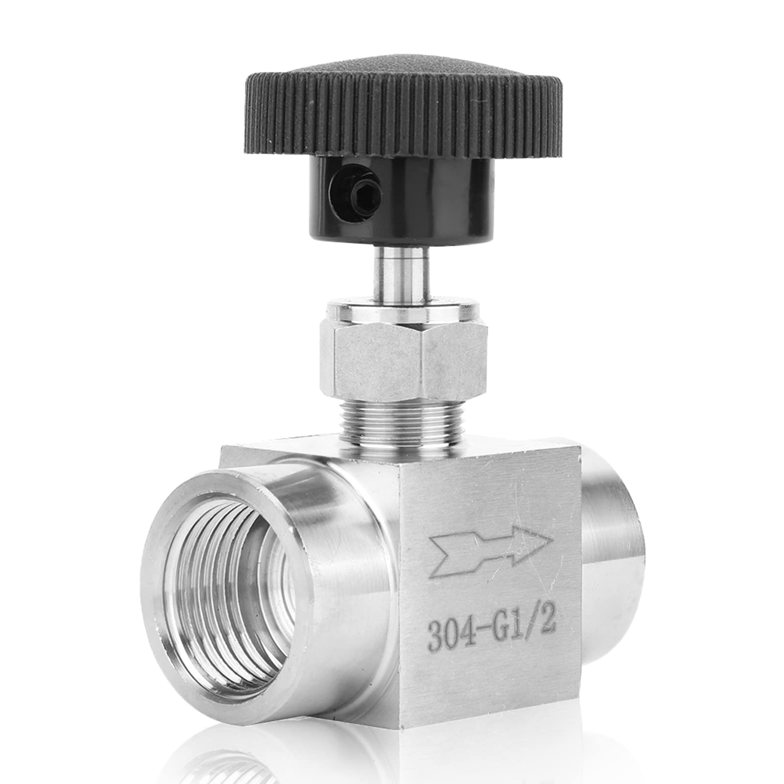 Straight Needle Valve Stainless Steel BSPP Female Thread for Transmission Of Water, Gas, Oil, Fuel And Other Media(1/2")