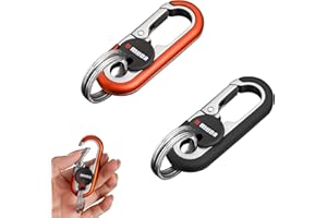 WAPSAT Key Chains Men, 2024 Car Key Chain for Men, Anti-Loss Keychain with Double Keyrings, Quick Release Key Chain (2pcs,Black+Orange)