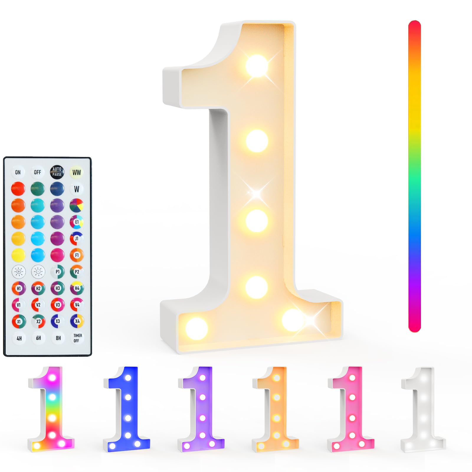 Pooqla Colorful Light Up Numbers, 35 Colors LED