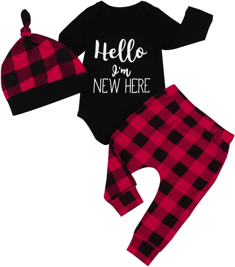 Ttkgyoe Baby Girl Letter Printed Clothes Set Long Sleeve Bodysuit +Trouser Hat Romper Outfit Set