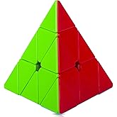 CFMOUR Pyramid Speed Cube, Stickerless Triangle 3x3 Magic, Kid Puzzle Toy ﻿ | Fast Turning, Smooth, Brain Teaser, Sensory, Classic, Fidget Toy, Vivid Colour, Durable, Travel Game for Teens and Adults
