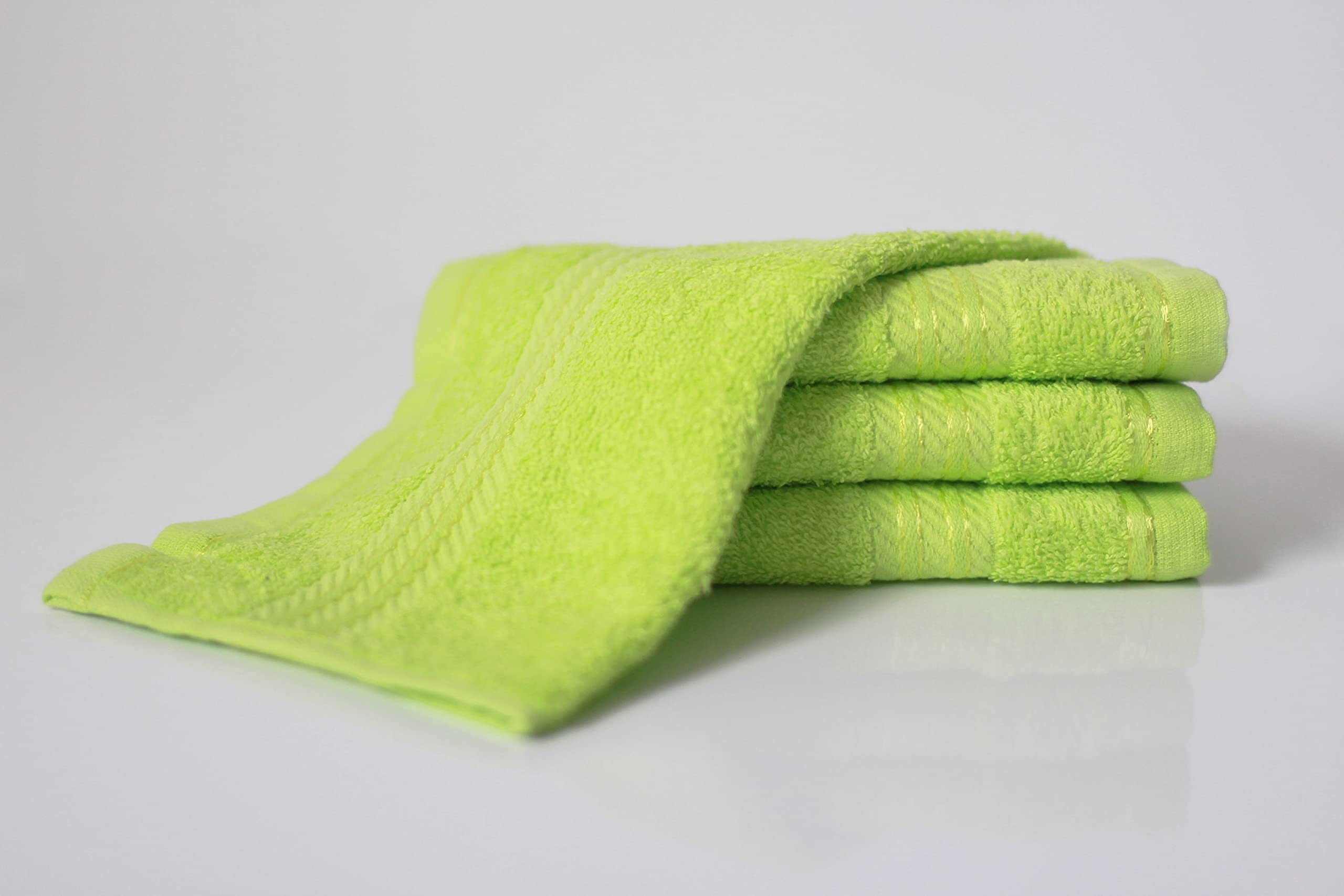Bentley Priory Linens Supreme Face Flannels for Bathroom 500GSM Super Soft Cotton Pack of 4 Absorbent and Quick Dry Face Cloth Flannel Towels Set 30 x 30cm (NEON GREEN LIME) — image 1