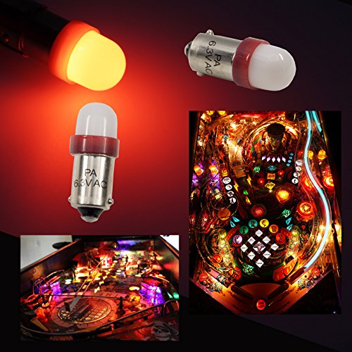 PA 10PCS #44#47#1893#756#1847 T11 ba9s 2 SMD 2835 LED 6.3V DC Wedge Pinball Gaming Machine Light Bulb Red - Thumbnail 4