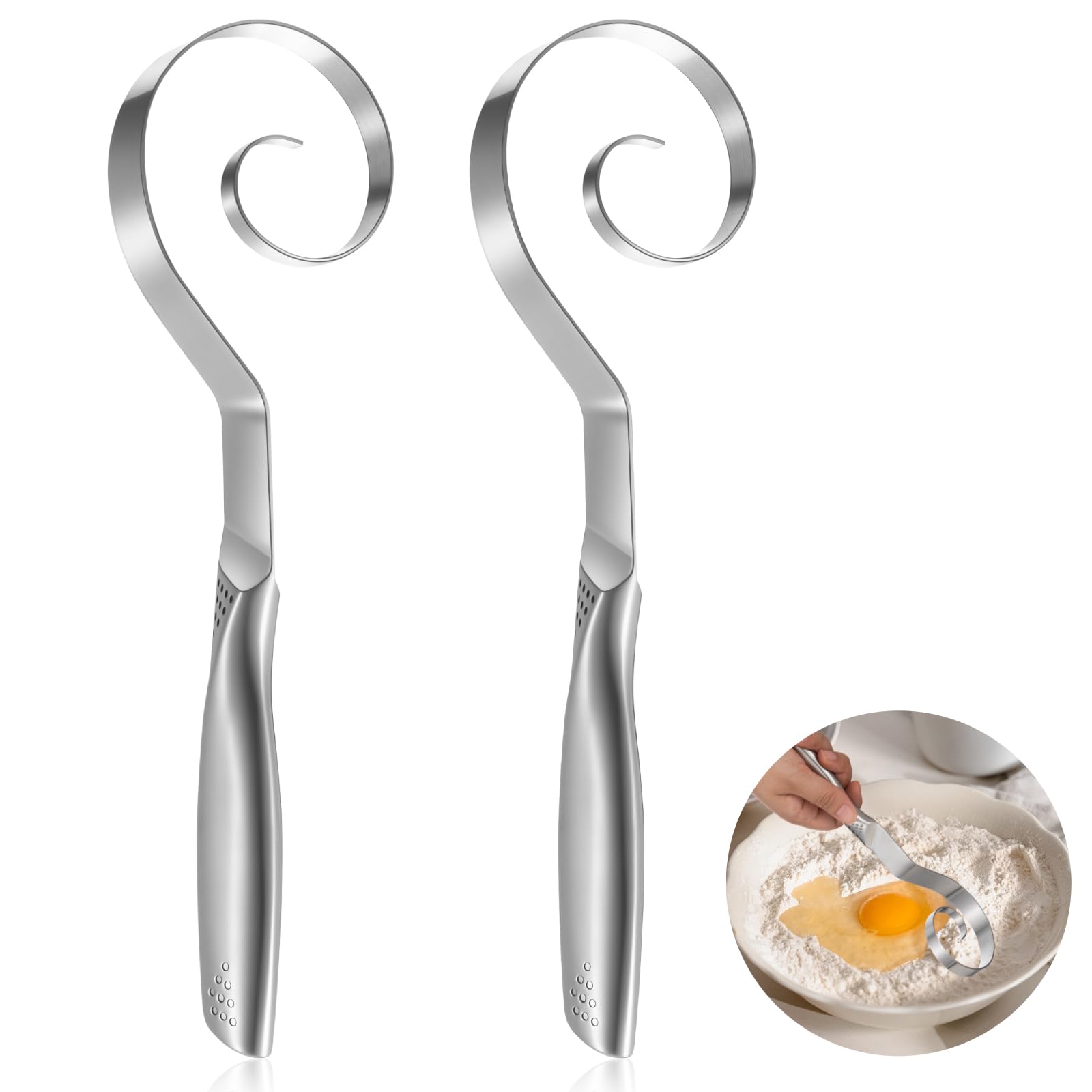 Didaey 2 Pcs Seamless Danish Dough Whisk