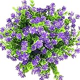 E-HAND Artificial Flowers Outdoor UV Resistant Plants Shrubs Boxwood Plastic Leaves Fake Bushes Greenery for Window Box Home Patio Yard Indoor Garden Light Office Wedding Decor Wholesale-4 Pack
