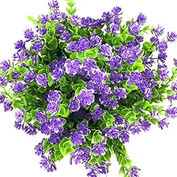 E-HAND Artificial Flowers Outdoor UV Resistant Plants Shrubs Boxwood Plastic Leaves Fake Bushes Greenery for Window Box Home Patio Yard Indoor Garden Light Office Wedding Decor Wholesale-4 Pack