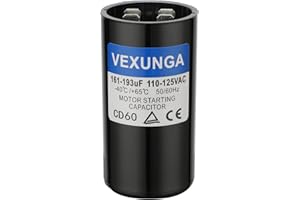 VEXUNGA 161-193 uF MFD 110-125 VAC 50/60 Hz Round Motor Start Capacitor CD60 Single Phase Capacitors for AC Motors Starting or Pool Pump or Well Pump