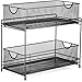 Halter 2-Tier Mesh Sliding Drawer Baskets, Bathroom, Pantry, Storage, Clothing, Cabinet Organizers, 14 by 12.75 by 7.5 Inches, Black