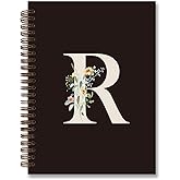 foedor Trendy Personalized Journal Hardcover Spiral Notebook,Black Initial Letter R Notebook,Monogrammed Gifts for Women Teen Girl,College Ruled Hardcover Spiral Notebook 5.5 x 8.3