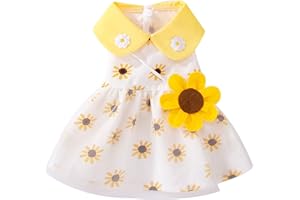 Dog Dress Summer Soft Breathable Puppy Sunflower Dresses Elegant Pet Lace Floral Princess Dress Cute Small Dog Clothes Girls 