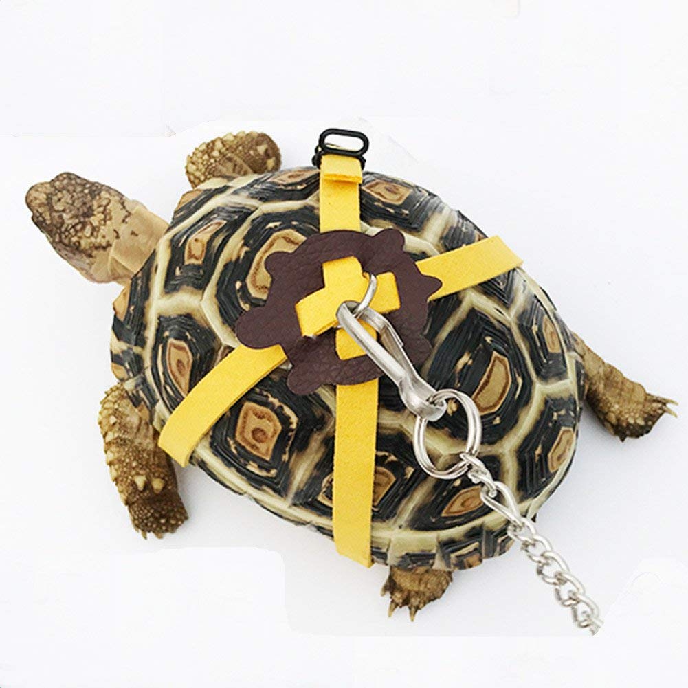 Ebamaz Leather Harness Strap for Tortoise Turtle Leash Pet Walking Lead Control Rope Chest Collar (L Size)