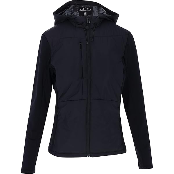Jlindeberg 黒 ジッパー付き ジャケット J Lindeberg Womens Keisha Full Zip Hybrid Hoodie Golf Jacket
