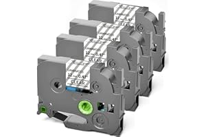 OOZMAS TZe TZ Tape 12mm 0.47 Laminated Clear Replacement for Brother P-Touch Label Tape Clear TZe-131 Label Maker Tape Black on Clear Work for Ptouch PT-H110 PT-D210 Refills, 1/2 Inch x 26.2 ft, 4-Pack
