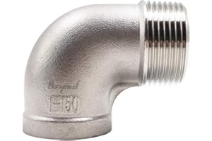 Horiznext stainless steel NPT 1 elbow fitting 90 degree with both male and female thread connecting water pipe air hose pvc tube cast coupling (1 pc)