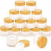 ZENFUN 16 Pcs Glass Cosmetic Containers 1.7 Oz/50ml Empty Sample Jars with Plastic Lid, Travel Pots with Lid, Small Makeup Sample Jars, Refillable Travel Jars for Cream, Lotions, Lip Balm