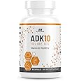ALPHA RISE ADK 10 Vitamin Supplement + Olive Oil for Better Absorption - with Vitamins A + D3 (10,000 iu) + K2 (MK7+MK4) - 90 Capsules - Vegetarian - Non-GMO