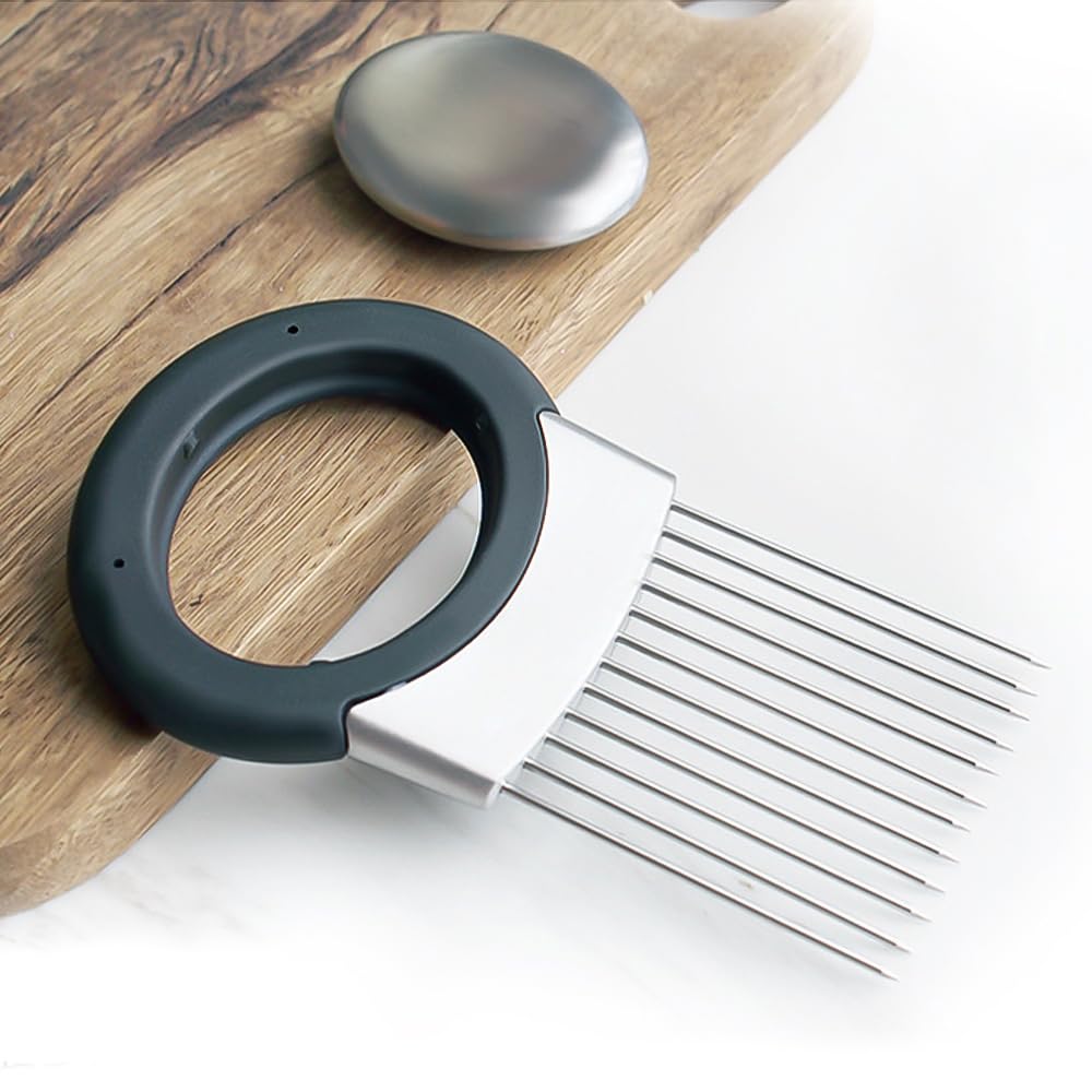 Schneiderhalter für Zwiebeln aus Edelstahl, 2025 Neuest zwiebelschneider, zwiebelschneider manuell zum Schneiden Tomate Zwiebel Schneidehilfe (1) 8