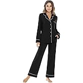 NACHILA Women’s Pajama Sets Long Sleeve Pjs Button Down Pajamas Soft Sleepwear Comfy Nightwear,Viscose Made from Bamboo