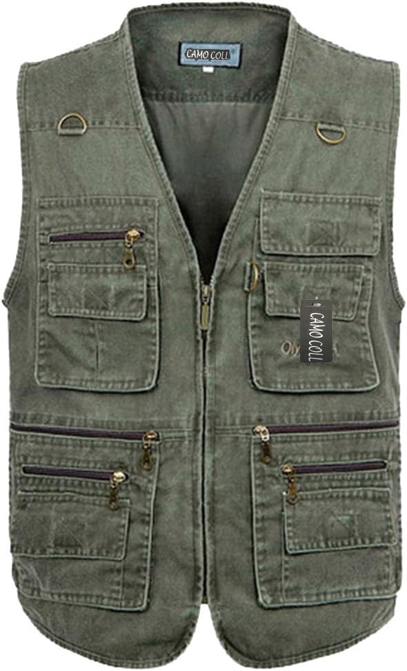 Camo Coll Men's Casual Outdoor Multi-Pocket Denim Vest