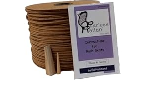 WEAVEMASTER Complete Kit, 10 Pound Reel of Brown Fibre Rush Size 6/32, Full Color Instruction Booklet by Ed Hammond, Peg & Wedge, Enough Fiber Rush for 4 Seats (6/32)