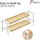 1ABOVE Bamboo 2 Tier Shoe Rack Plant Rack White Natural 67x25x32 cm view 4