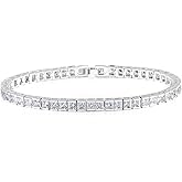 TRENDOLLA 3MM Square Cubic Zirconia Tennis Bracelet for Women and Men, Classic Tennis Bracelet Wrist Size 6.5-8 inches