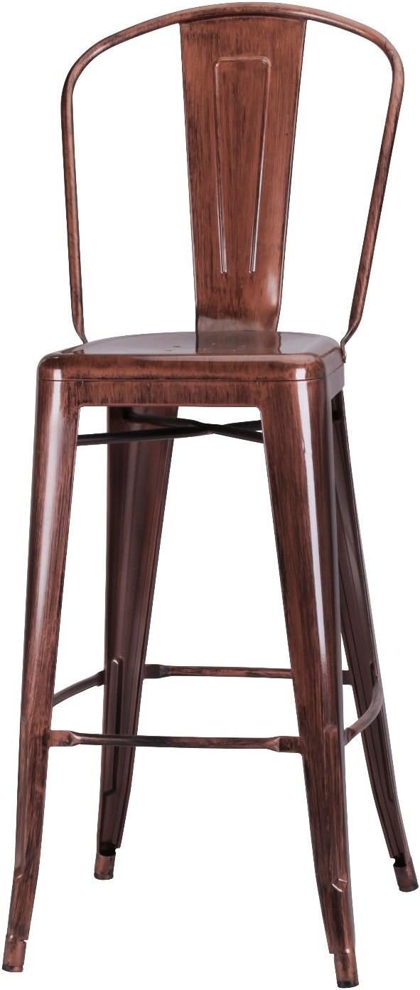 LMC METAL HIGH BACK STOOL COPPER BRONZE INDUSTRIAL BREAKFAST BAR