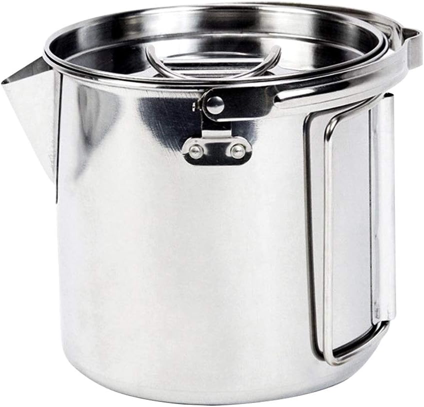 MyLifeUNIT Outdoor Stainless Steel Camping Kettle, Large Portable Hiking Camping Pot with Handle