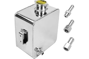 BOMLING 2.5L Universal Water Coolant Expansion Tank Aluminum Alloy Coolant Radiator Overflow Expansion Tank Reservoir Complete Header kit, Silver