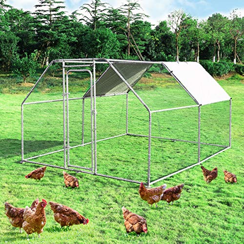 Giantex Large Metal Chicken Coop Walk In Chicken Coops Hen Run House Shade Cage With Waterproof And Anti Ultraviolet Cover For Outdoor Backyard Farm