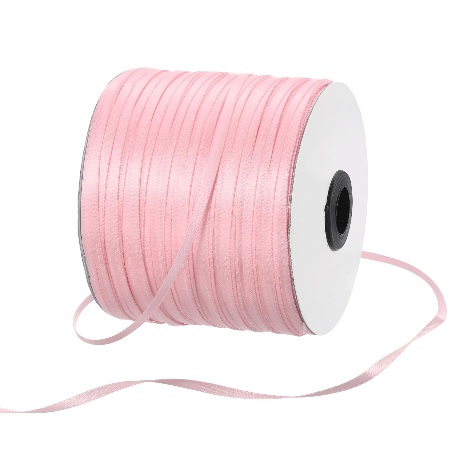 Rebower 3mm Satin Ribbon 460m Thick Double Face Grosgrain Silk Ribbon, [for Gift Wrapping, Hair Bows, Wedding, Cake, Flower] - 500 Yard/1500ft/ Pale Pink