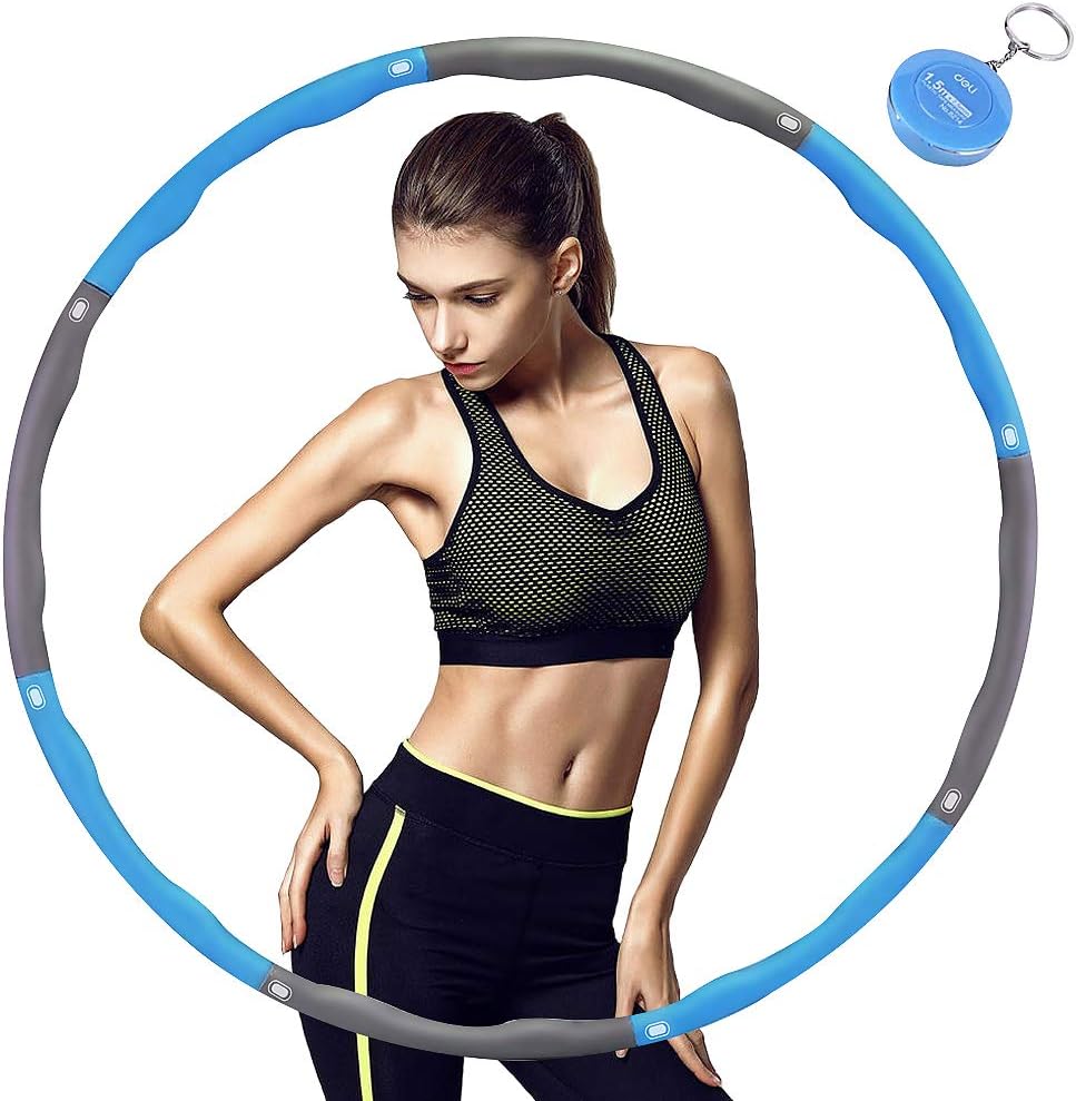 TTMOW Hula Hoop, 8 Section Splicing Detachable Adjustable Width, Suitable For Adults And Children, With Mini Tape Measure (Blue& Gray, 1.1 KG)