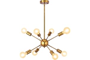 SineRise Sputnik Chandeliers Gold, 8 Lights Modern Sputnik Lighting Fixture with Adjustable Height for Dining Room, Living Room, Kitchen, Bedroom and Hallway