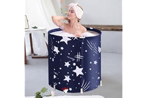BESTHLS Foldable Bathtub Portable Soaking Bath Tub,Eco-Friendly Bathing Tub for Shower Stall (Blue Sky -1)