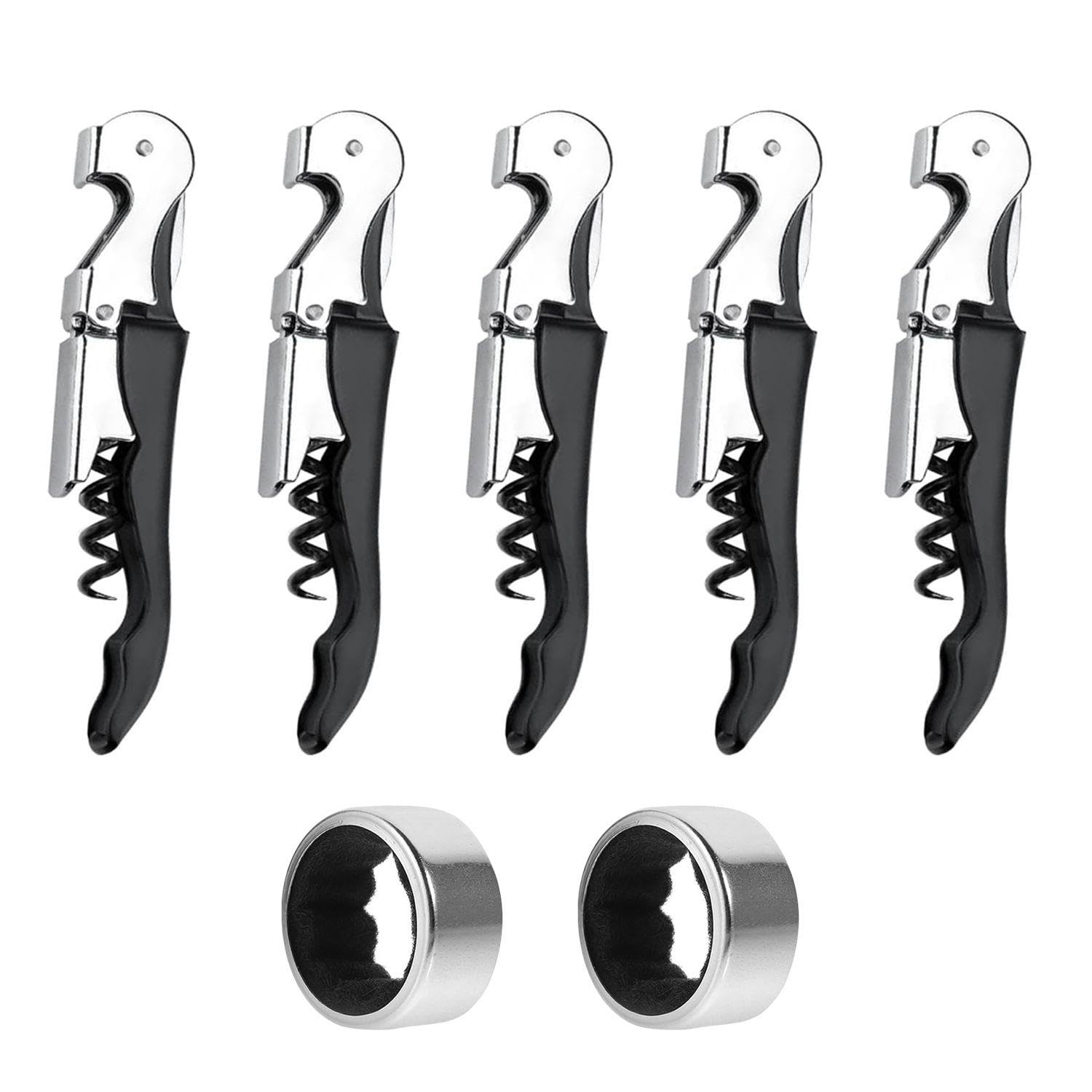 5-Piece Wine Opener, 2-Piece Anti-Drip Wine Rings, Bottle Opener, Personalized Bottle Opener, Wine Corkscrew, Winemaking Tool Set