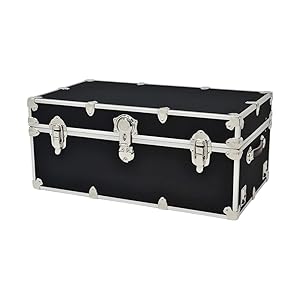 Summer Camp Trunk & College Dorm Trunks with Wheels - Rhino Sticker Trunk - X-Large - 34" x 20" x 15" - Black
