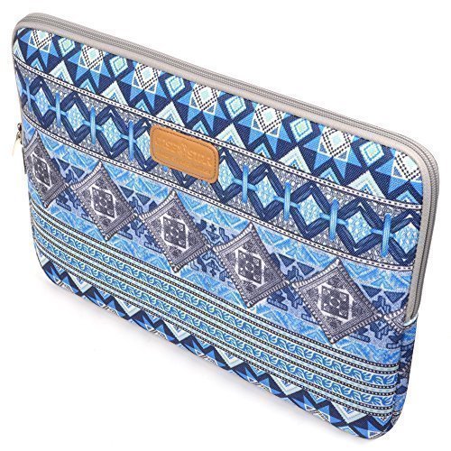 Case Star Bohemian Style Canvas Laptop Sleeve Zipper Bag for Apple Macbook Pro Retina Macbook Air 13 /13.3-Inch, HP Dell Toshiba Chromebook 2 ASUS Sony Lenovo Samsung (Blue Lattice)