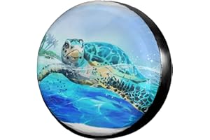 Dujiea Beach Sea Turtle Spare Tire Cover, Universal Wheel Tire Cover Dust-Proof Tire Protectors for Trailer Rv Van SUV Truck Camper and Many Vehicle 14 15 16 17 Inch