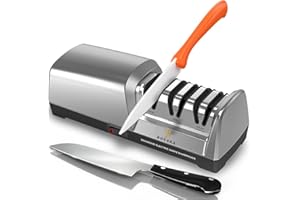 CHANGHE Electric Knife Sharpener 3 Stage - 100% Diamond Abrasives with 15°Precision Angle Guide, for Sharpening and Polishing Steel Kitchen Knives and Ceramic Knives,240 Grit and 600 Grit and 1000 Grit ROYSHA