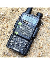 Baofeng radio bidireccional y walkie talkie UV 5R5 5W de doble correa, bidireccional, amateur, transceptor UHF VHF 136 174 400 520MHz (disponible en tres colores), 1 unidad, Negro