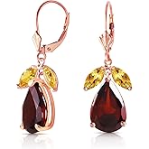 14k Rose Gold Leverback Earrings with Citrines and Garnets
