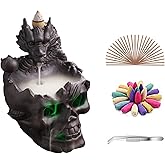 Romehaha Dragon Waterfall Incense Holder - Ceramic Backflow Burner with Skull Head, Zen Meditation Decor for Home, Bedroom, Yoga Studio - Unique Dragon Statue Gift for Aromatherapy & Relaxation