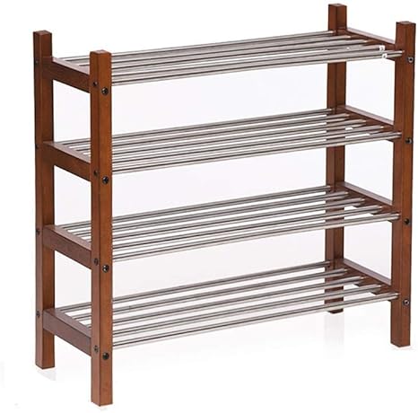 Amazon 組み立て式 ラック シューズボックス 木製の靴箱 ホームレトロ三次元靴箱 4層茶色の靴箱 ポーチ収納靴箱 多機能収納スツール 防水 カビ対策防塵 Color Brown 80 32 75cm シューズラック オンライン通販