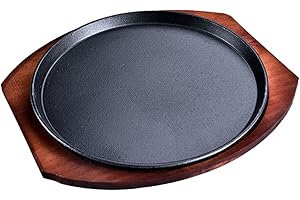 YYJINGYOU Skillet with Cast Iron Round Home Restaurant Rotisserie ((Plate + Iron) 25cm)